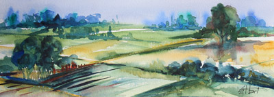 Landscape in Watercolor by Estelle Hart